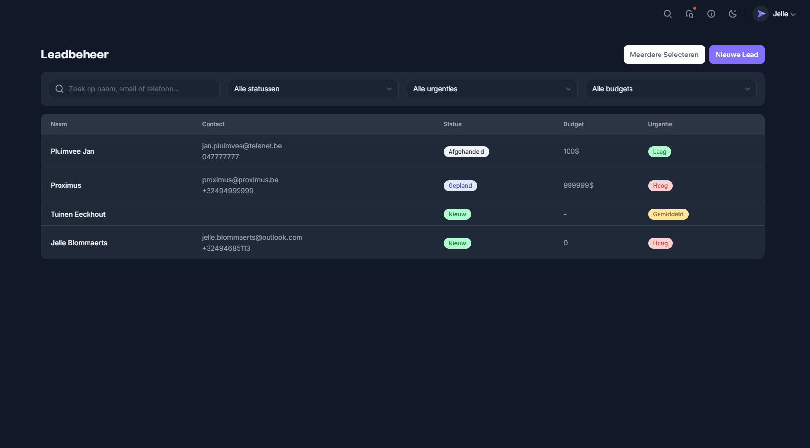 Geïntegreerd CRM Systeem